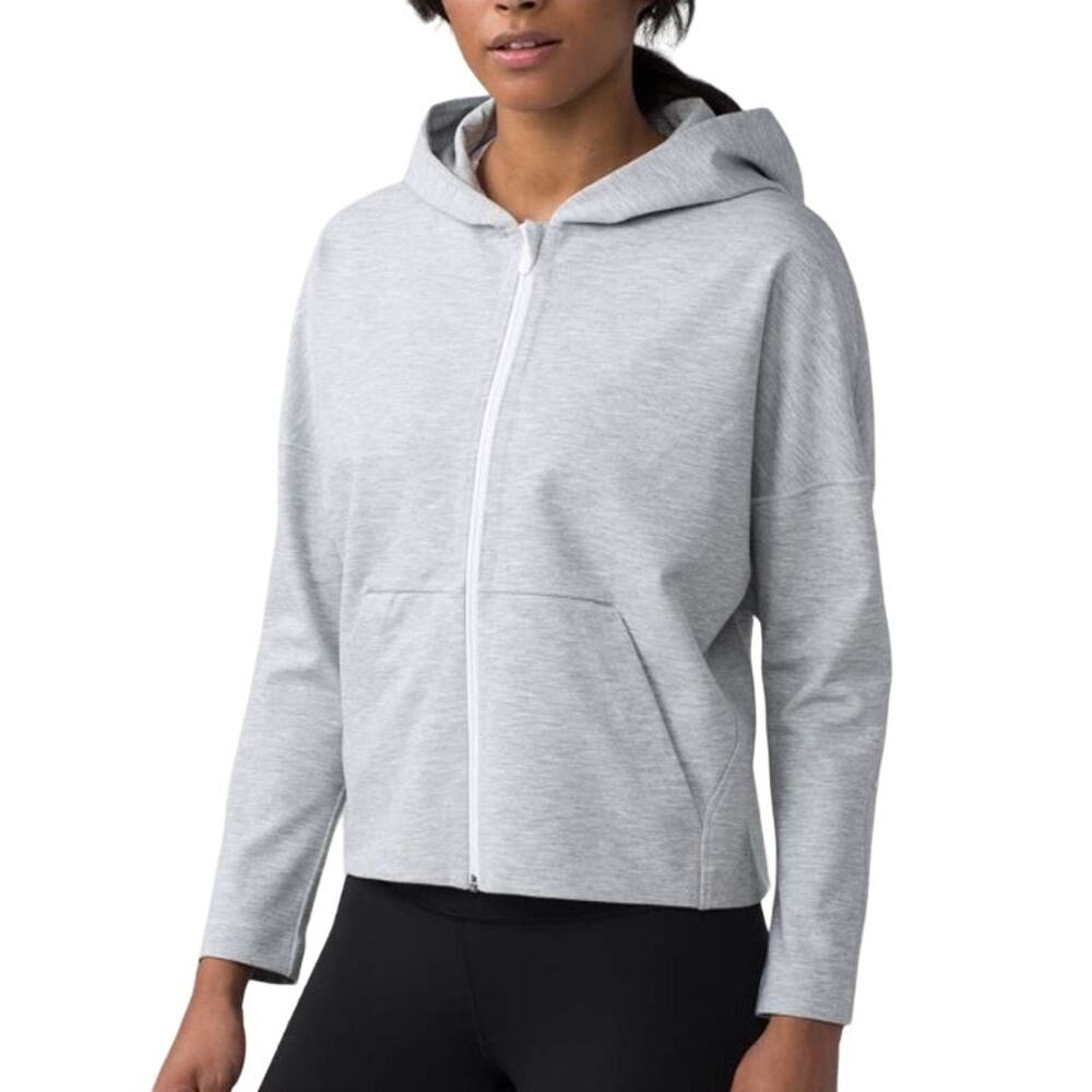 Lululemon 2 Womens Minimal Hoodie Heathered Power Grey Gym Active *flaw